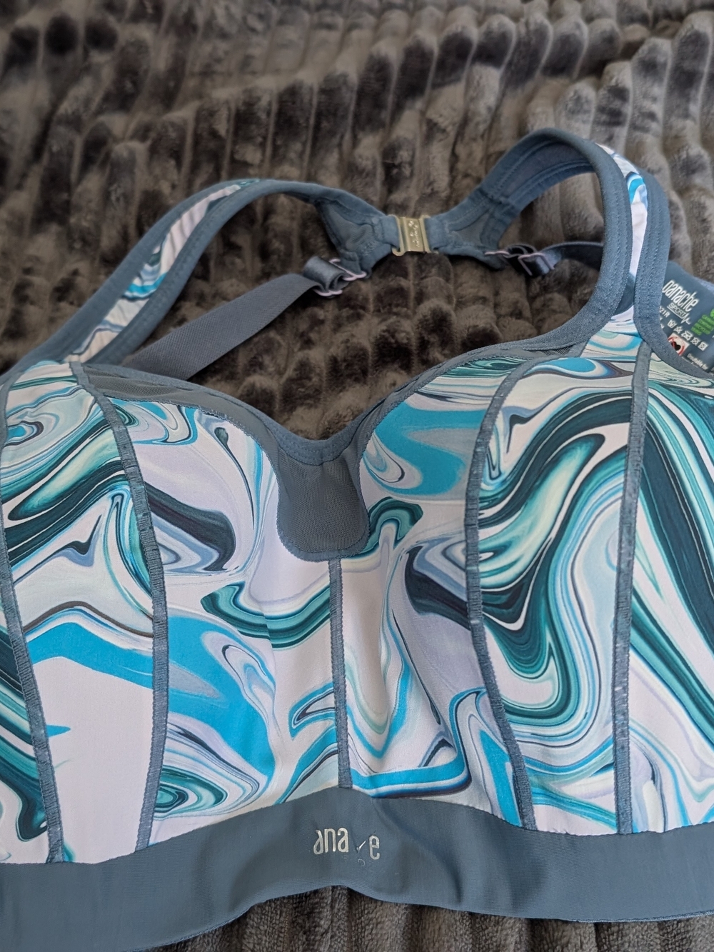 Panache Blue Marble Print Sports Bra
